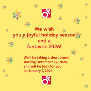 Happy Holidays to all!We look forward to seeing you in 2026✨